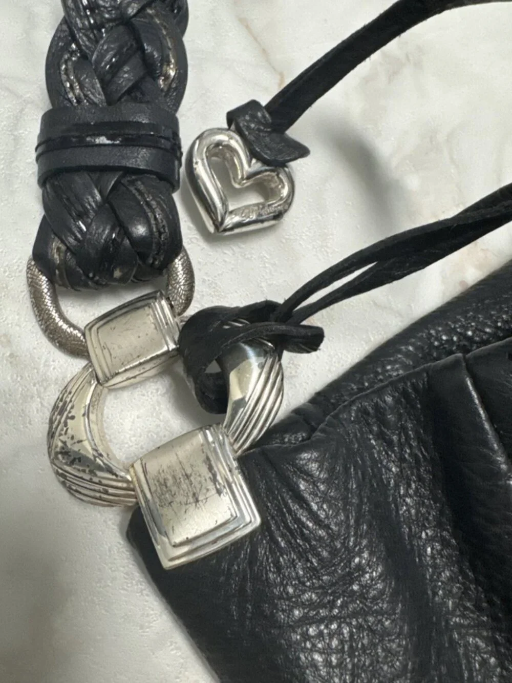Brighton Anju Bag Masterpiece Collection Black Purse Hobo Leather Embellished
